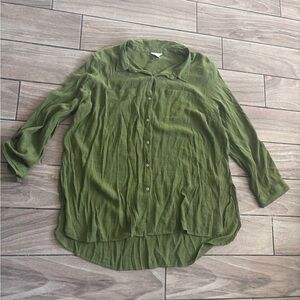 Chic Olive Button-Down Shirt for Women